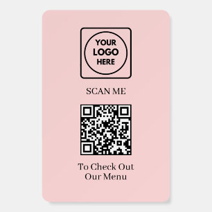 Pink QR Code Menu Custom Contactless Logo Foam Board