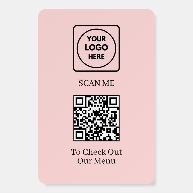 Pink QR Code Menu | Custom Contactless Logo  Foam Board (Front)