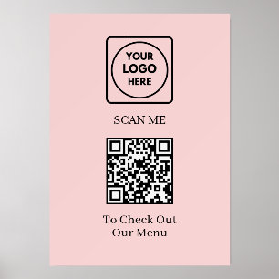 Pink QR Code Menu Custom Contactless Logo Holder