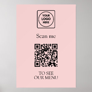 Pink QR Code Menu   Custom Modern Contactless Logo Holder