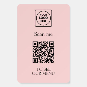 Pink QR Code Menu   Modern Contactless Logo  Foam Board