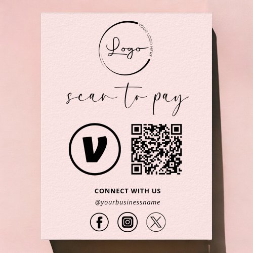 Pink QR Code Payment _ Scan to Pay Business Logo Poster