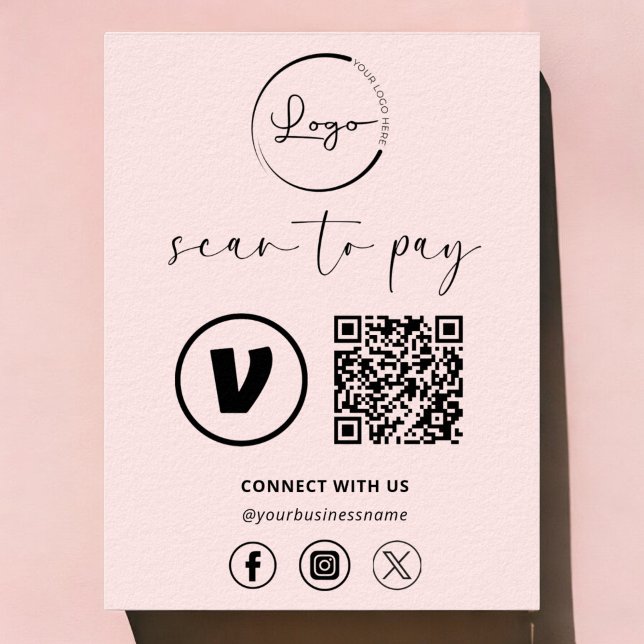 Pink QR Code Payment - Scan to Pay Business Logo Poster (Creator Uploaded)