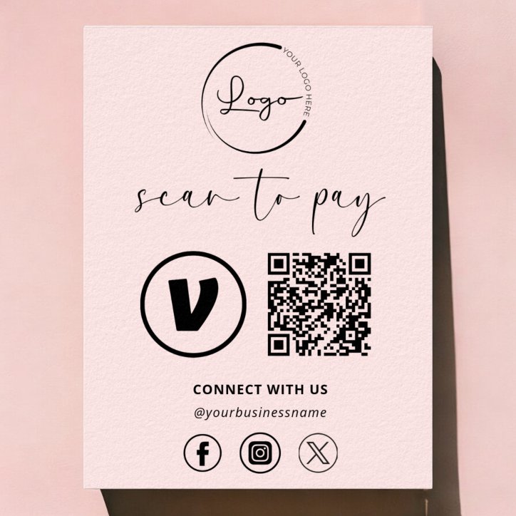 Pink QR Code Payment Scan To Pay Business Logo Poster