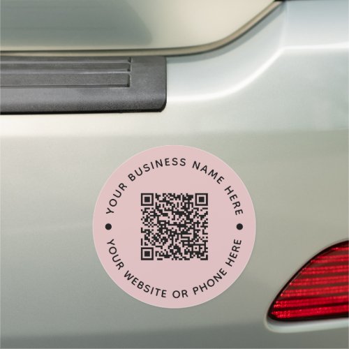 Pink QR Code Round Business Car Magnet