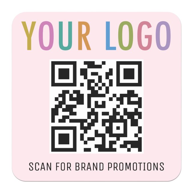 Pink QR Code Stickers Company Logo 1.5 inch Square (MISOOK Rounded Square QR Code Sticker with Logo)