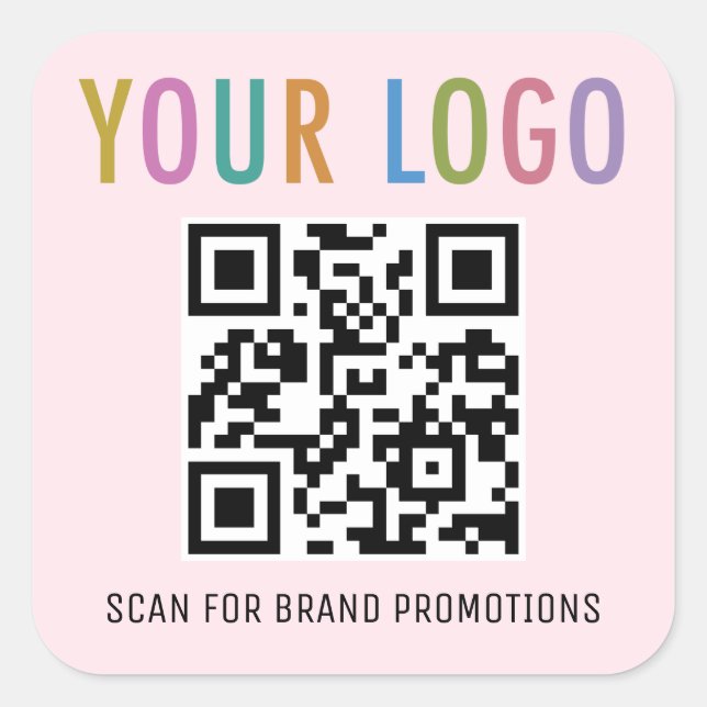 Pink QR Code Stickers Company Logo 1.5 inch Square (Front)