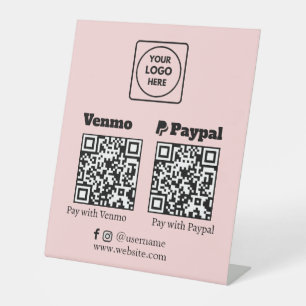 Pink QR Code Venmo PayPal Scan to Pay Logo Pedestal Sign