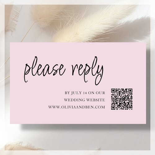 Pink  QR Code  Wedding RSVP Enclosure Card