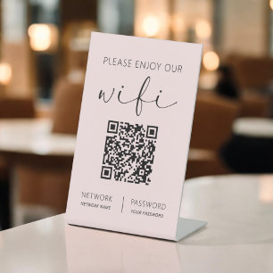 Pink QR Code White Please Enjoy Our Wifi Pedestal Sign