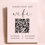 Pink QR Code White Please Enjoy Our Wifi Poster<br><div class="desc">Introducing our QR Code White "Please Enjoy Our WiFi" Sign – a contemporary blend of hospitality and technology designed to enhance your visitors' experience. This elegant white pedestal sign is more than just a decorative element; it's an invitation to connectivity. With a dynamic QR code prominently displayed, guests can effortlessly...</div>