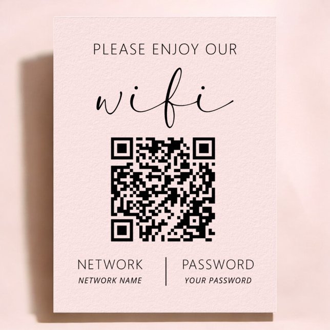 Pink QR Code White Please Enjoy Our Wifi Poster (Creator Uploaded)