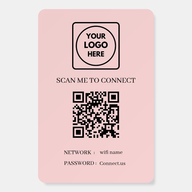 Pink QR Code Wifi | Custom Logo Scan to Connect Foam Board (Front)