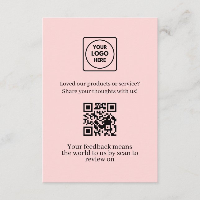 Pink QR | Customer Feedback & Review Link Enclosure Card (Front)