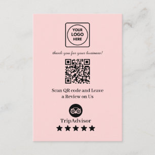 Pink QR TripAdvisor Business Rating Link Enclosure Card