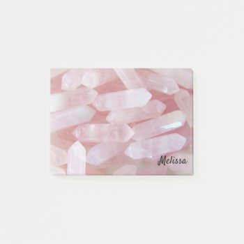 Pink Quarts Crystals Personalize Name Post-it Notes by Frasure_Studios at Zazzle