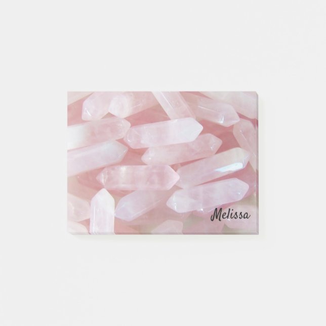 Pink Quarts Crystals Personalize Name Post-it Notes (Front)
