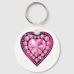 Pink Quartz Gem Heart Keychain