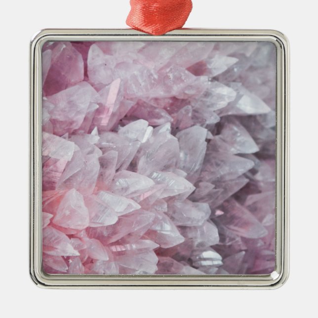 Pink Quartz Mind Body Spirit Energy Metal Ornament (Front)