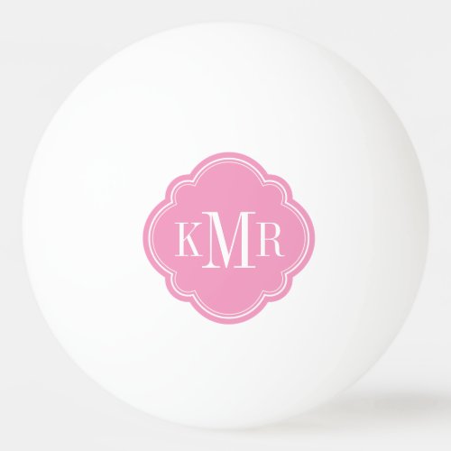 Pink Quatrefoil 3 Letter Monogram Ping Pong Ball