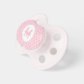 Pink Quatrefoil Monogram Pacifier (Front Right)