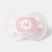 Pink Quatrefoil Monogram Pacifier (Front)