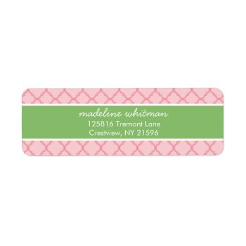 Pink Quatrefoil | Pink And Green Preppy Address Label by NoteworthyPrintables at Zazzle