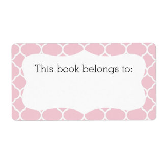 Pink Quatrefoil "This Book Belongs To" Labels