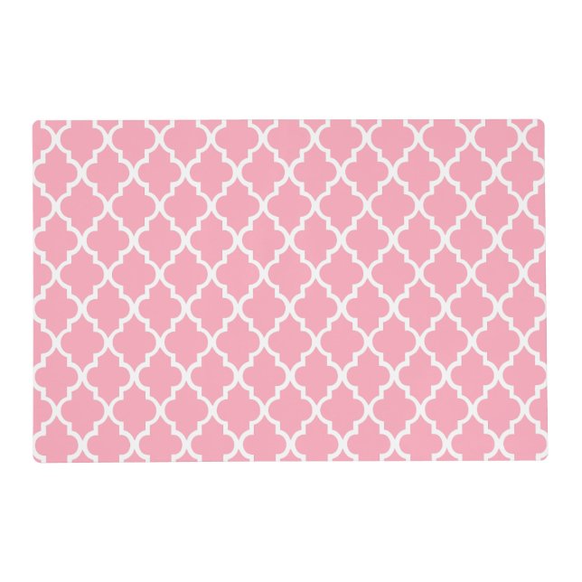 Pink Quatrefoil Tiles Pattern Placemat (Front)