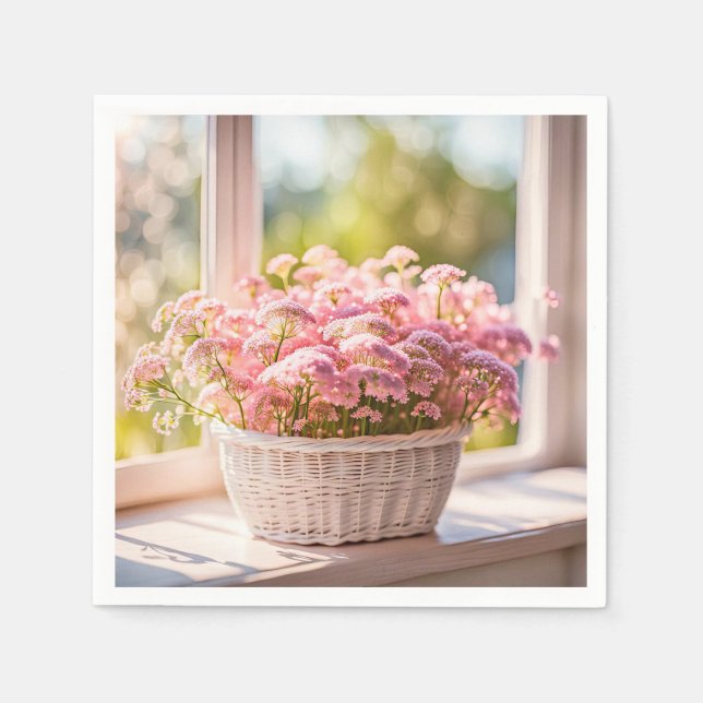 Pink Queen Anne's Lace Bouquet Napkins (Front)