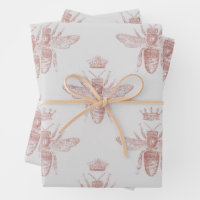 Queen Bee Pink Neutral Wrapping Paper Sheets