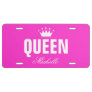 Pink queen license plate with personalized name