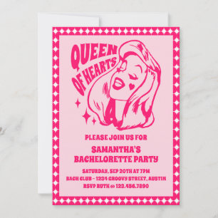 Pink Queen of Hearts Bachelorette Party Invitation