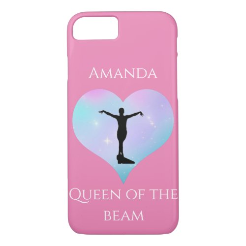 Pink Queen Of The Beam Gymnastics Personalized iPhone 87 Case