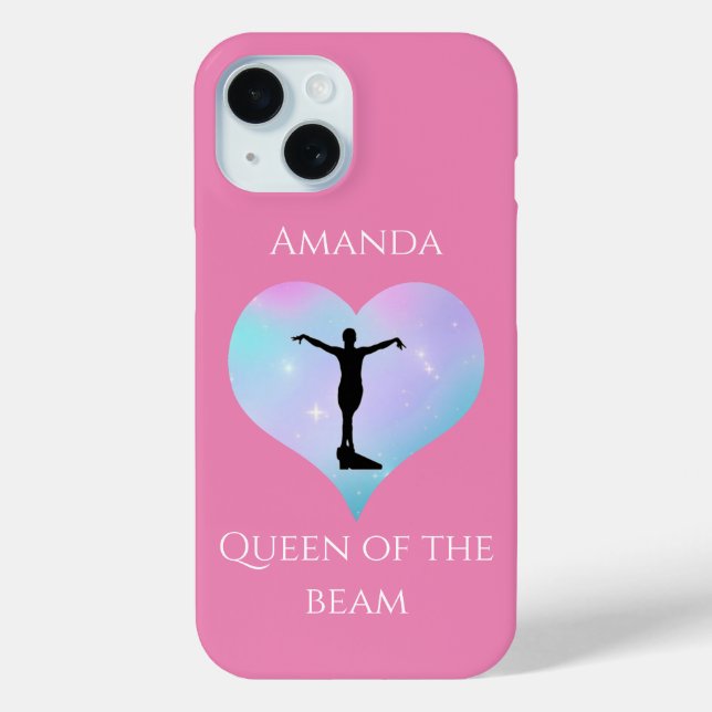 Pink Queen Of The Beam Gymnastics Personalized Case-Mate iPhone Case (Back)
