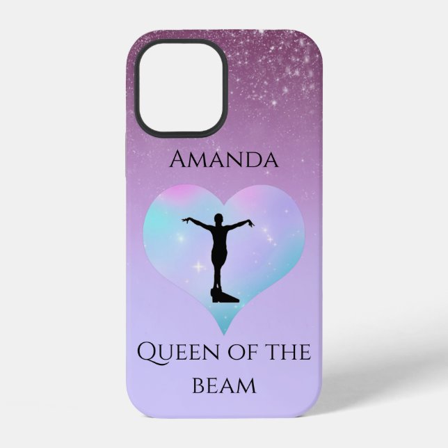 Pink Queen Of The Beam Gymnastics Personalized iPhone Case (Back)