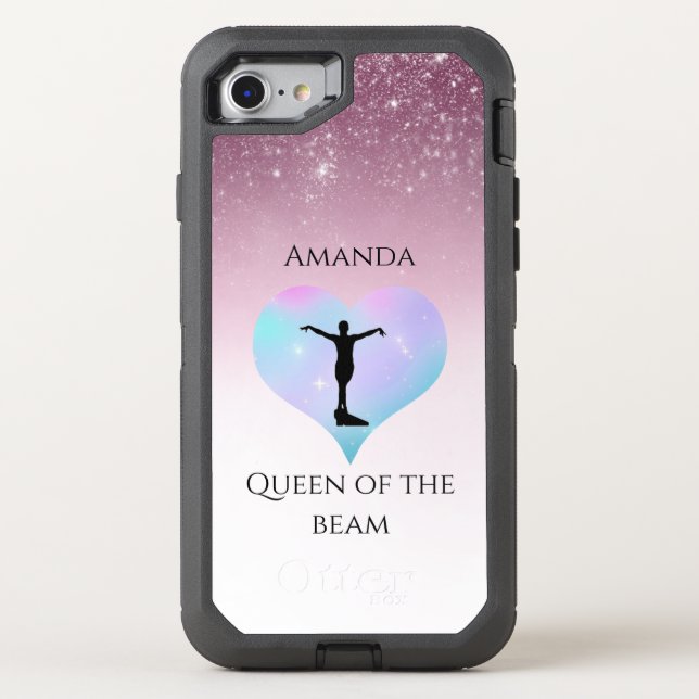 Pink Queen Of The Beam Gymnastics Personalized Otterbox iPhone Case (Back)