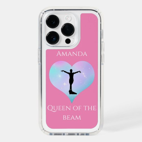 Pink Queen Of The Beam Gymnastics Personalized Speck iPhone 14 Pro Case