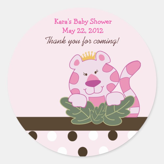 Pink Queen of the Jungle Custom Favor Sticker (Front)