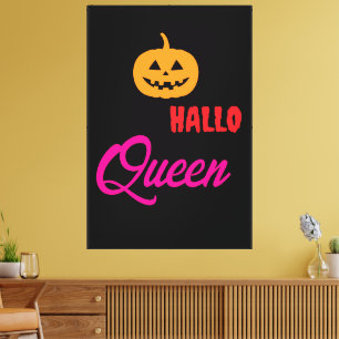 Pink Queen Typography Halloween Artwork with Hallo Canvas Print