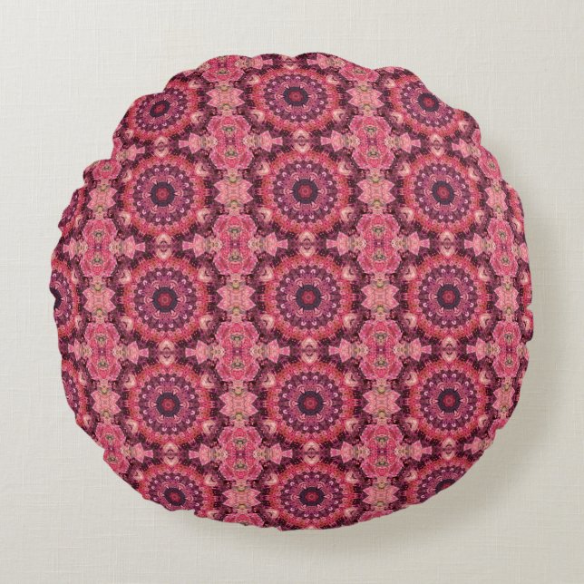 Pink Quilt Round Pillow (Front)