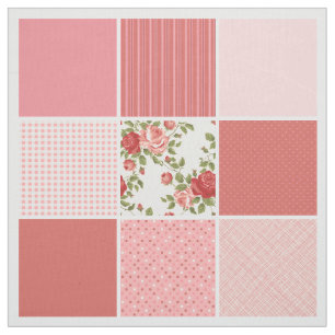 Pink Quilt Vintage Floral Fabric