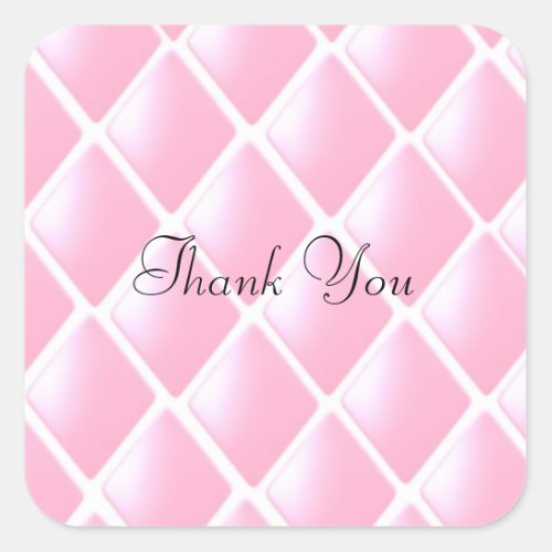 Pink Quilted Diamond Pattern Square Sticker