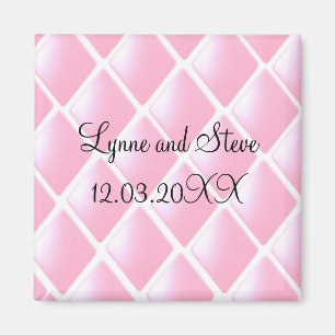 Pink Quilted Diamond Save the Date Magnet