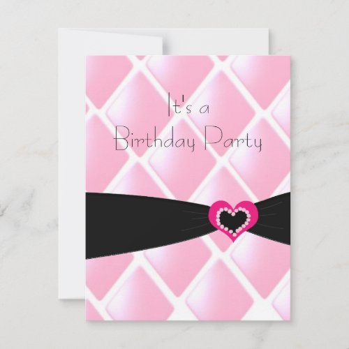 Pink Quilted Diamonds Birthday Invitation