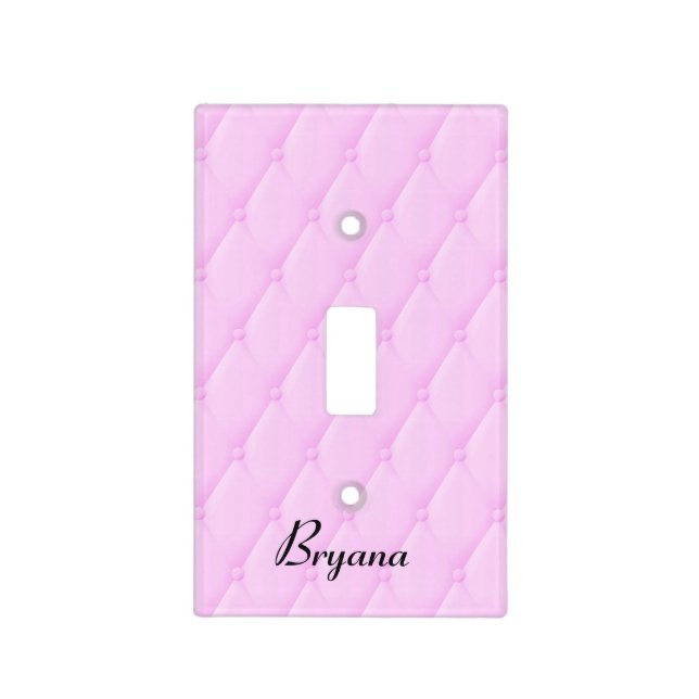 Pink Quilted Look Girls Pretty Light Switch Cover (Front)