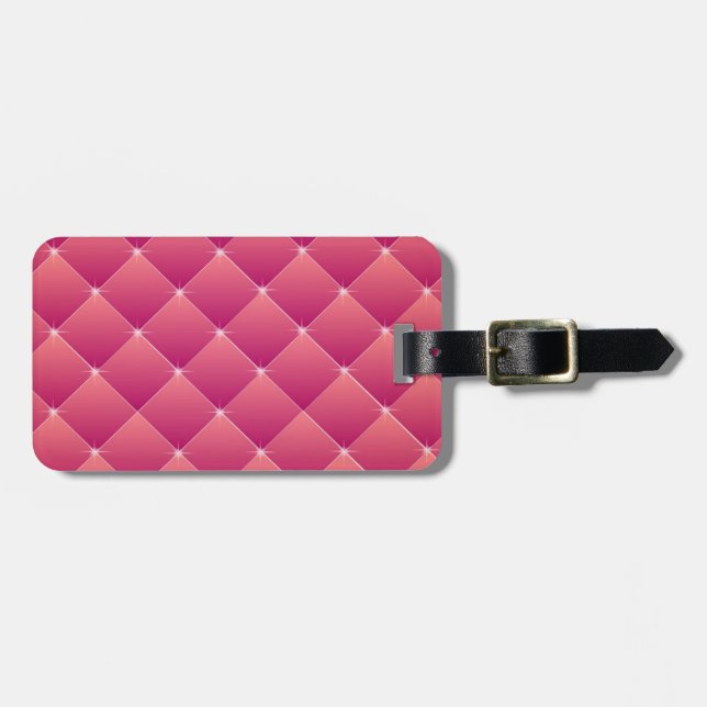 Pink Quilted Luggage Tag (Front Horizontal)