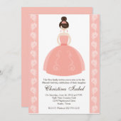 Pink Quince Dress Brunette Quinceanera Invitations (Front/Back)