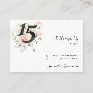 Pink Quinceanera 15th Birthday Floral RSVP Enclosure Card