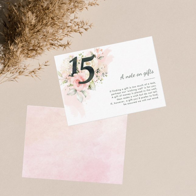 Pink Quinceanera 15th Birthday Note on Gifts Enclosure Card (Pink Quinceanera 15th Birthday Note on Gifts Enclosure Card)